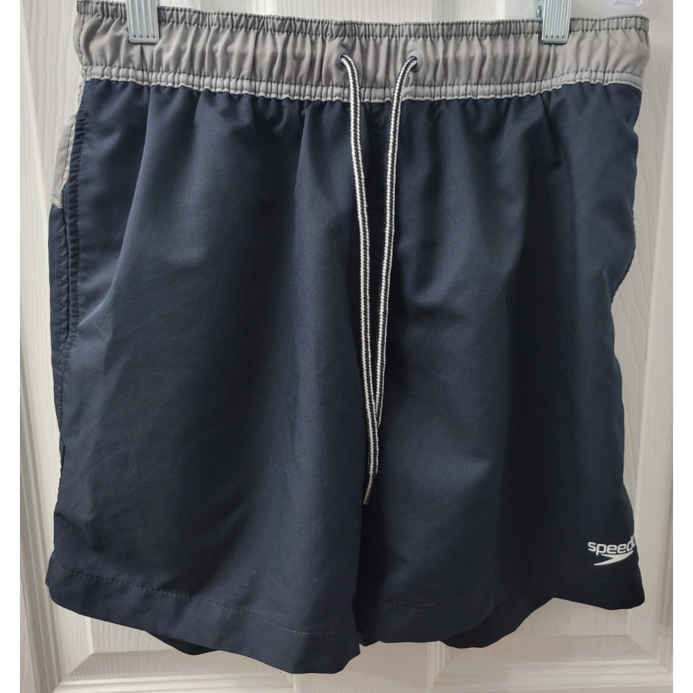 Speedo Mens Swim‎ Trunks Size Small Black Gray 5.5" Inseam EUC